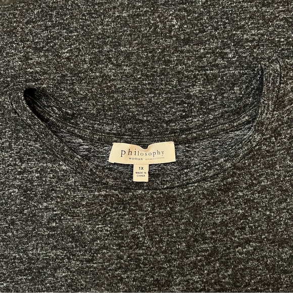 Philosophy Women’s Sweater Size 1X Black Gray Bell Sleeves Relaxed Fit Soft - Picture 6 of 8